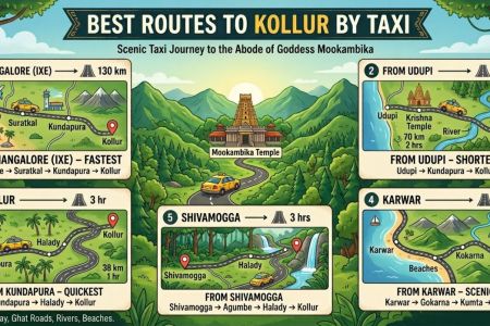 Best Routes to Kollur by Taxi - New Mangalore Cabs